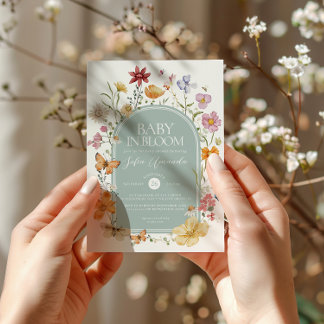 Invitation Bébé en fleur FLoral Baby shower esthétique