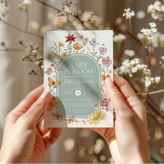 Invitation Bébé en fleur FLoral Baby shower esthétique