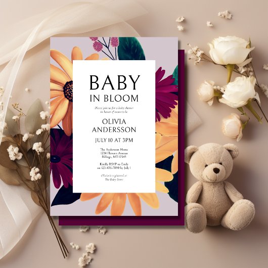 Invitation Bébé En Fleur Floral Baby shower Fille