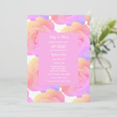Invitation Bébé En Fleur Floral Baby showers Filles Rose Rose (Debout devant)