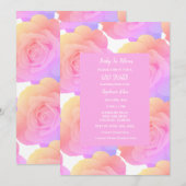 Invitation Bébé En Fleur Floral Baby showers Filles Rose Rose (Devant / Derrière)