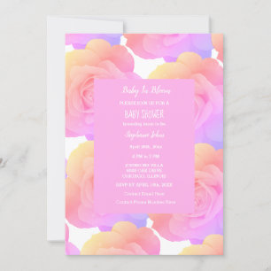 Invitation Bébé En Fleur Floral Baby showers Filles Rose Rose