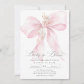 Invitation Bébé en Fleur Floral Blush rose Bow baby shower (Devant)