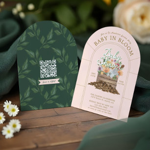 Invitation Bébé en Fleur Floral Bois Crate Baby shower de jar