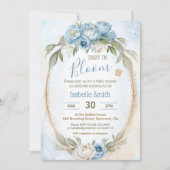 Invitation Bébé En Fleur Floral Élégant Baby shower Garçon Bl (Devant)