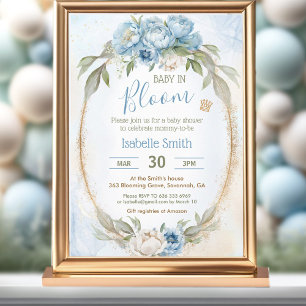 Invitation Bébé En Fleur Floral Élégant Baby shower Garçon Bl