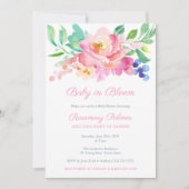 Invitation Bébé En Fleur Gras Été Floral Fille Baby shower (Devant)