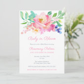 Invitation Bébé En Fleur Gras Été Floral Fille Baby shower (Debout devant)