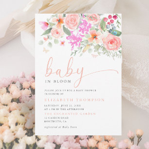 Invitation Bébé en Fleur Jardin ensoleillé Jardin floral Baby