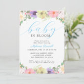 Invitation Bébé En Fleur Jardin Floral Bébé Garçon Douche (Debout devant)