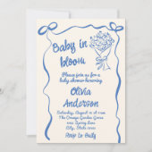 Invitation Bébé en Fleur Main Fleur Tirée Douche Bouquet (Devant)