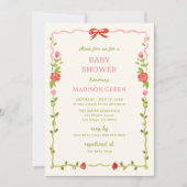 Invitation Bébé En Fleur Main tiré Baby shower de boue floral (Devant)