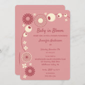 Invitation Bébé en Fleur Mauve Baby shower fille rose (Devant / Derrière)