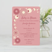 Invitation Bébé en Fleur Mauve Baby shower fille rose (Debout devant)