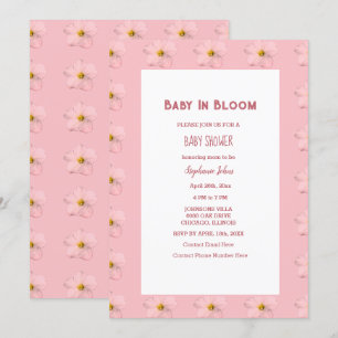 Invitation Bébé En Fleur Motif Floral Rose Baby shower Fille