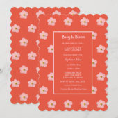 Invitation Bébé En Fleur Orange Rose Floral Baby shower Fille (Devant / Derrière)