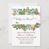 Invitation Bébé en Fleur Palm Verdure Tropical Floral Douche (Devant)