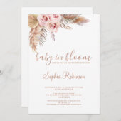 Invitation Bébé en Fleur Pampas Baby shower en laiton Boho (Devant / Derrière)