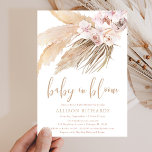 Invitation Bébé en fleur pampas herbe boho fille baby shower<br><div class="desc">Pour une personnalisation plus avancée de ce design,  il suffit de cliquer sur le bouton "Customiser" ci-dessus !</div>