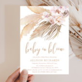Invitation Bébé en fleur pampas herbe boho fille baby shower