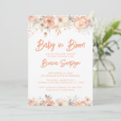 Invitation Bébé en fleur Pêcher Baby shower floral (Debout devant)