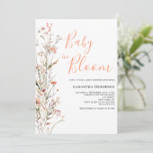 Invitation Bébé En Fleur Pêcher Floral Fille Baby shower (Debout devant)