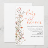 Invitation Bébé En Fleur Pêcher Floral Fille Baby shower (Devant / Derrière)