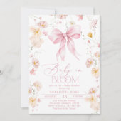 Invitation Bébé en Fleur Pink Bow Fleur sauvage Baby shower (Devant)