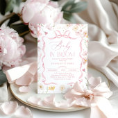 Invitation Bébé en fleur Pink Bow ruban cadre baby shower