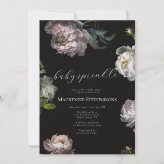 Invitation Bébé en Fleur Pivoine Fête de Bébé Fleurale Foncée