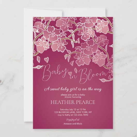 Invitation Bébé En Fleur Printemps Cherry Blossom Douche (Devant)