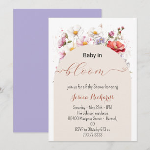 Invitation Bébé en Fleur Printemps Été Baby shower Floral