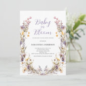 Invitation Bébé En Fleur Purple Floral Baby shower Fille (Debout devant)