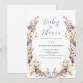 Invitation Bébé En Fleur Purple Floral Baby shower Fille (Devant / Derrière)