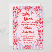Invitation Bébé en fleur rose Baby shower de fleurs dessinées (Devant)