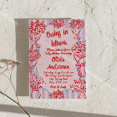 Invitation Bébé en fleur rose Baby shower de fleurs dessinées