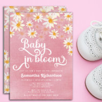 Bébé en Fleur Rose Baby shower de marguerite Invit
