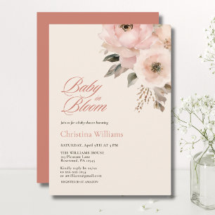 Invitation Bébé en Fleur rose Baby shower de script Floral