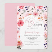 Invitation Bébé en Fleur rose Baby shower Floral aquarelle (Devant / Derrière)