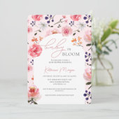 Invitation Bébé en Fleur rose Baby shower Floral aquarelle (Debout devant)