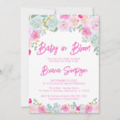 Invitation Bébé en Fleur rose bleu Pêche Baby shower floral (Devant)