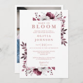 Invitation Bébé En Fleur Rose Fille Baby shower Photo Floral (Devant / Derrière)