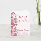 Invitation Bébé en Fleur Rose Fille Douche Florale (Devant)