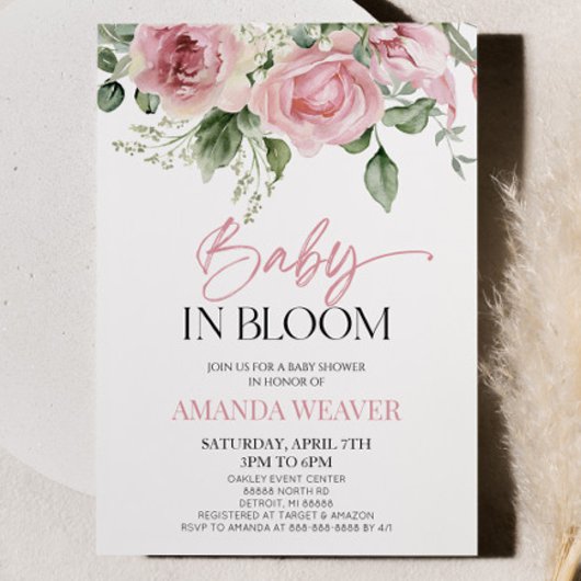 Invitation Bébé En Fleur Rose Fleurie Baby shower