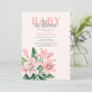 Invitation Bébé en Fleur rose Floral Baby shower fille