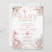 Invitation Bébé en Fleur rose Floral Baby shower fille (Devant)