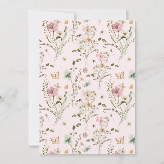 Invitation Bébé en Fleur rose Floral Baby shower fille (Dos)