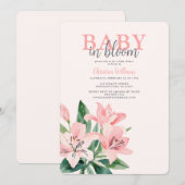 Invitation Bébé en Fleur rose Floral Baby shower fille (Devant / Derrière)