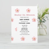 Invitation Bébé En Fleur Rose Floral Baby shower Fille tendan (Debout devant)