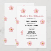 Invitation Bébé En Fleur Rose Floral Baby shower Fille tendan (Devant / Derrière)